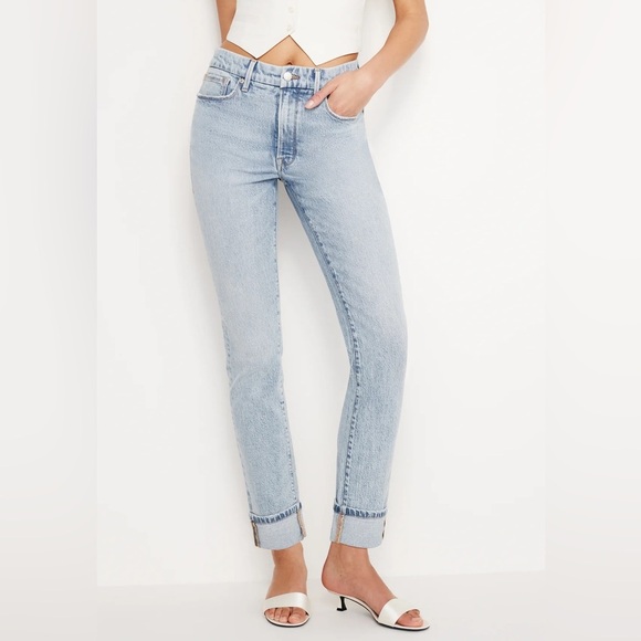 Good American| ‘Good Classic’ Slim Straight Cuffed Jean - Picture 6 of 8